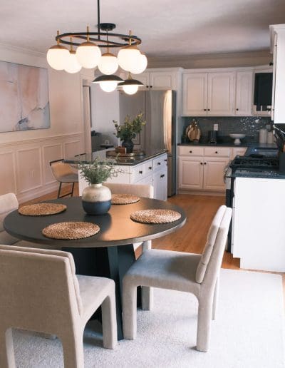 Modern renovated kitchen with dinner table - interior design Chelmsford