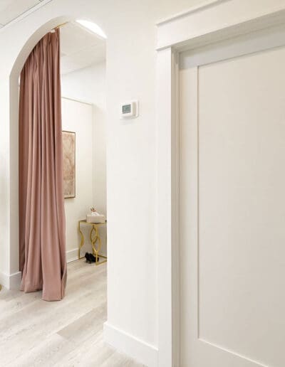 Closeup to modern dressing room and closed door - interior designer Hollis NH