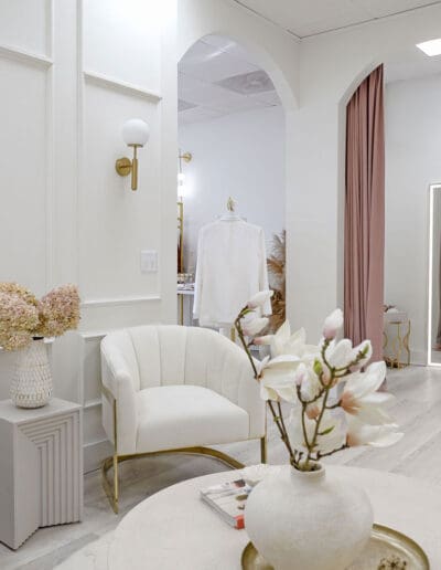 Modern dressing room with waiting area - interior designer Goffstown NH