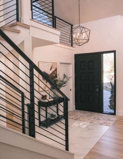 Entrance hall with staircase - interior designer Lowell MA