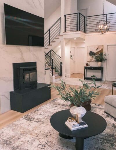Living room with view to staircase - interior design Chelmsford