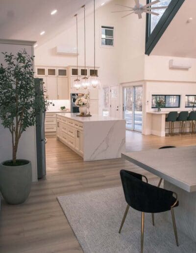 Modern open concept kitchen and dining room - interior designer Tyngsborough MA