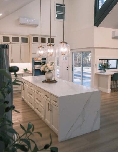 Kitchen Isle with marble finish - interior designer Hooksett NH