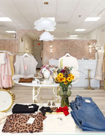 Adorned Boutique entrance - interior designer Pepperell MA