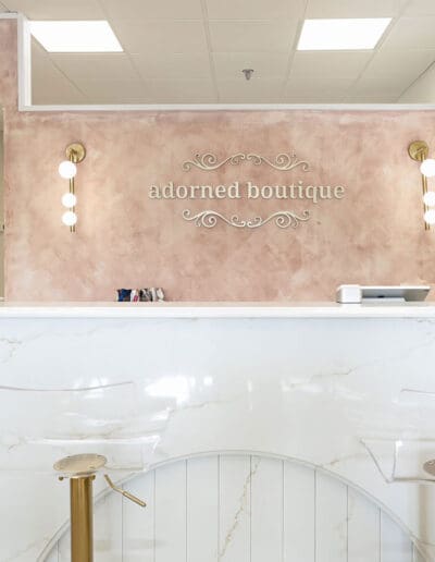Adoren Boutique cashier area - interior designer Bedford MA