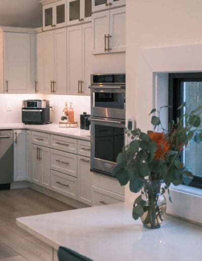 Modern white kitchen with two ovens -interior designer Portsmouth NH