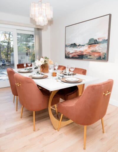 Modern dining table and chairs - interior designer Pepperell MA