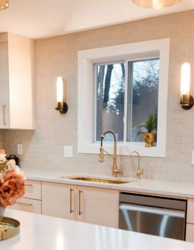 Closeup to kitchen sink and dishwasher area - interior design Chelmsford