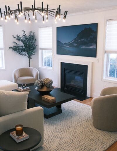Modern neutral living room - interior designer Goffstown NH