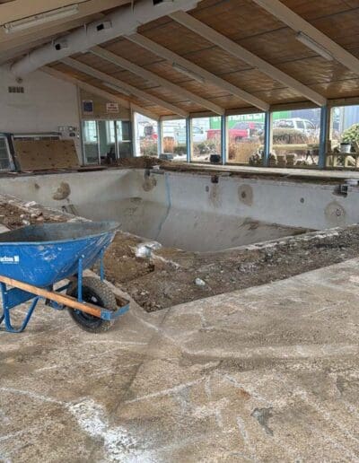 Progress of an interior pool - contractors Bedford NH